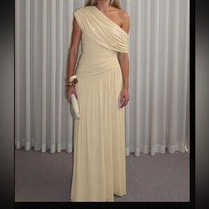 NEW Cream Draped Off the Shoulder Dress